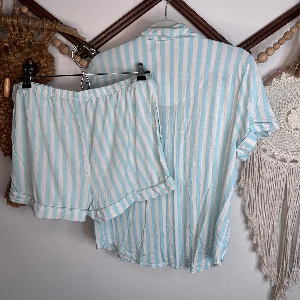 Kate Spade NY Blue White Stripe PJ Set